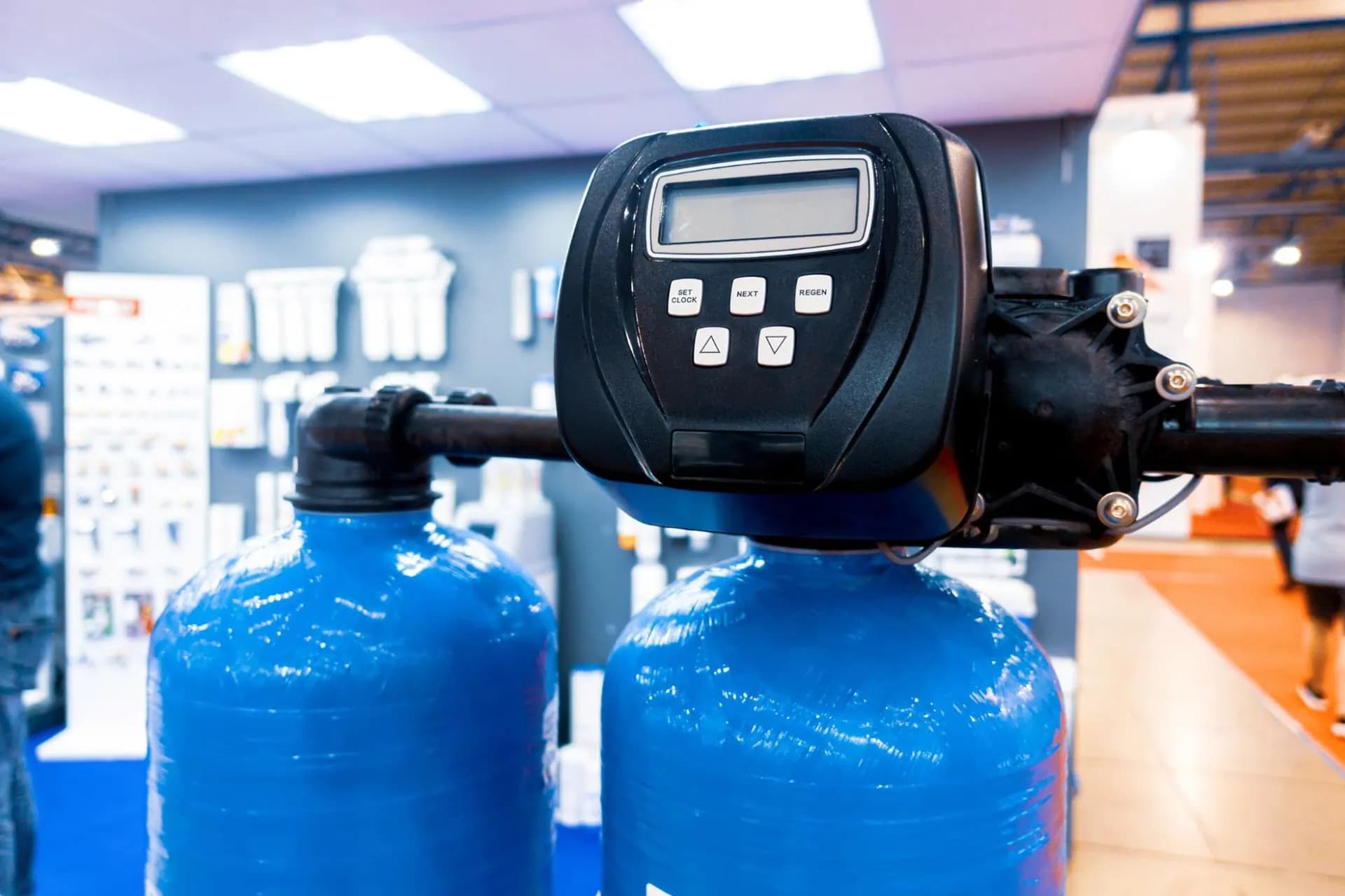 Closeup of water softeners