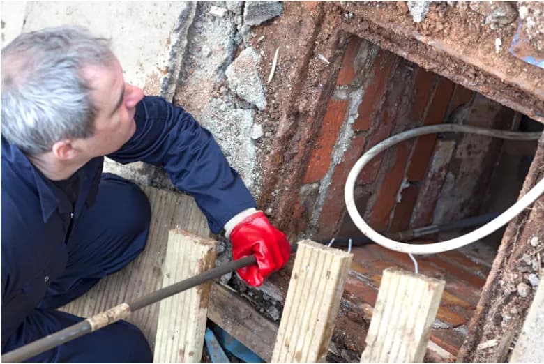 An expert carrying out industrial drain cleaning services