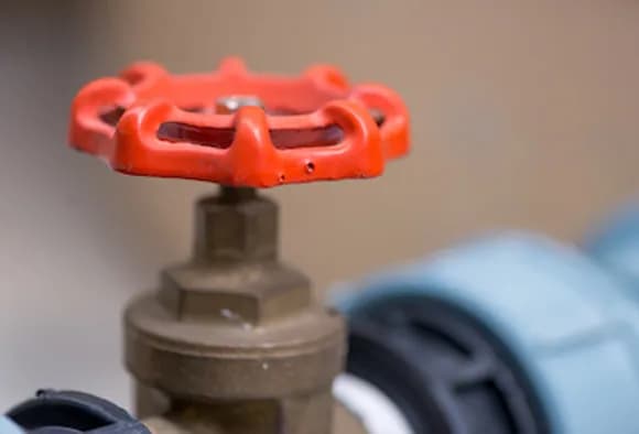 Close up of the main shutoff valve - the circular type