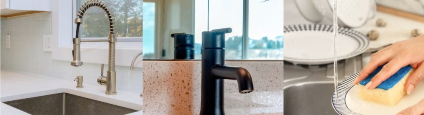 a single-bowl sink (left), an undermount sink (middle), and a drainboard sink (right)